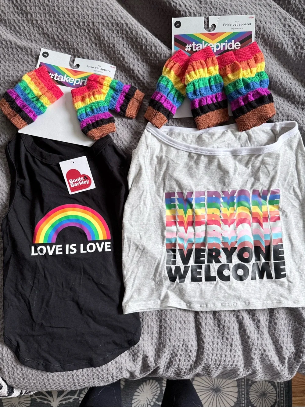 Boots & Barkley Black Tee & Light Gray Tank with Rainbow Pride Graphics